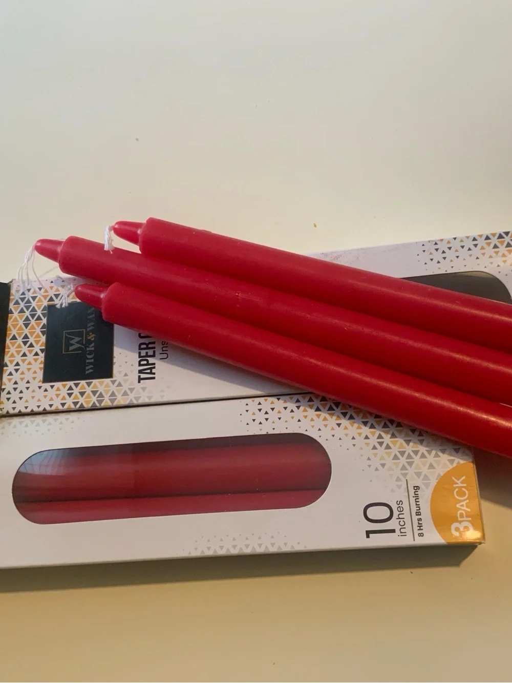 DecorRack 6 Red Taper Candles, 10 inch, Unscented Long Lasting and Smokeless